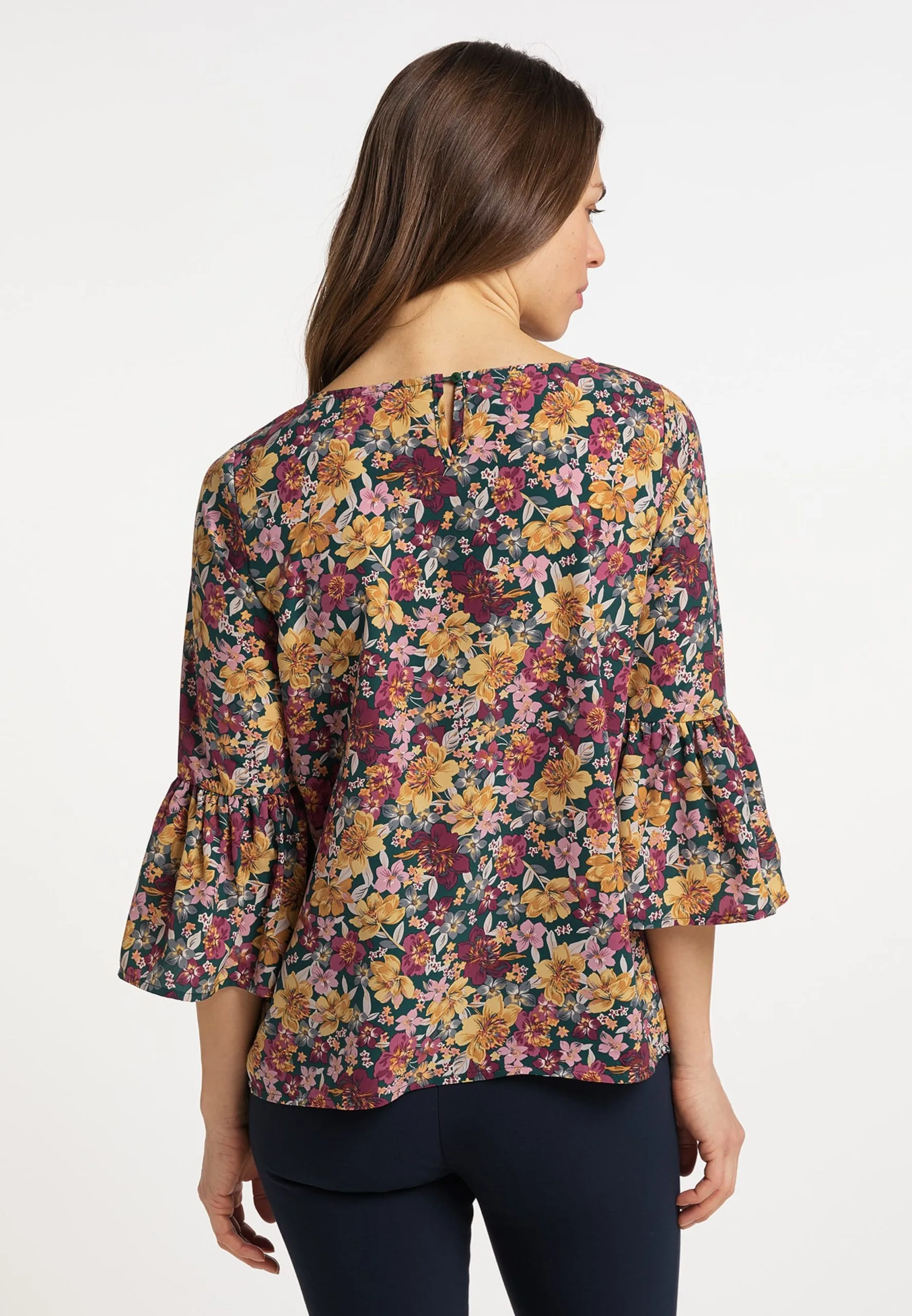 Usha Blouses Met Korte Mouw Blouse Dames Donkergroen 5 Usha Blouses Met Korte Mouw Blouse Dames Donkergroen - Afbeelding 3