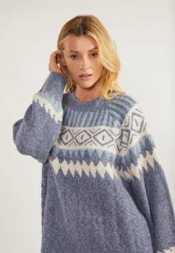 Gebreide Jurken Gebreide Jurk Dames Smoky Blue / Duifblauw -Aanbiedingen Usha Winkel 09f882b0ba9ec5d5d2a7a8fe4a9db759