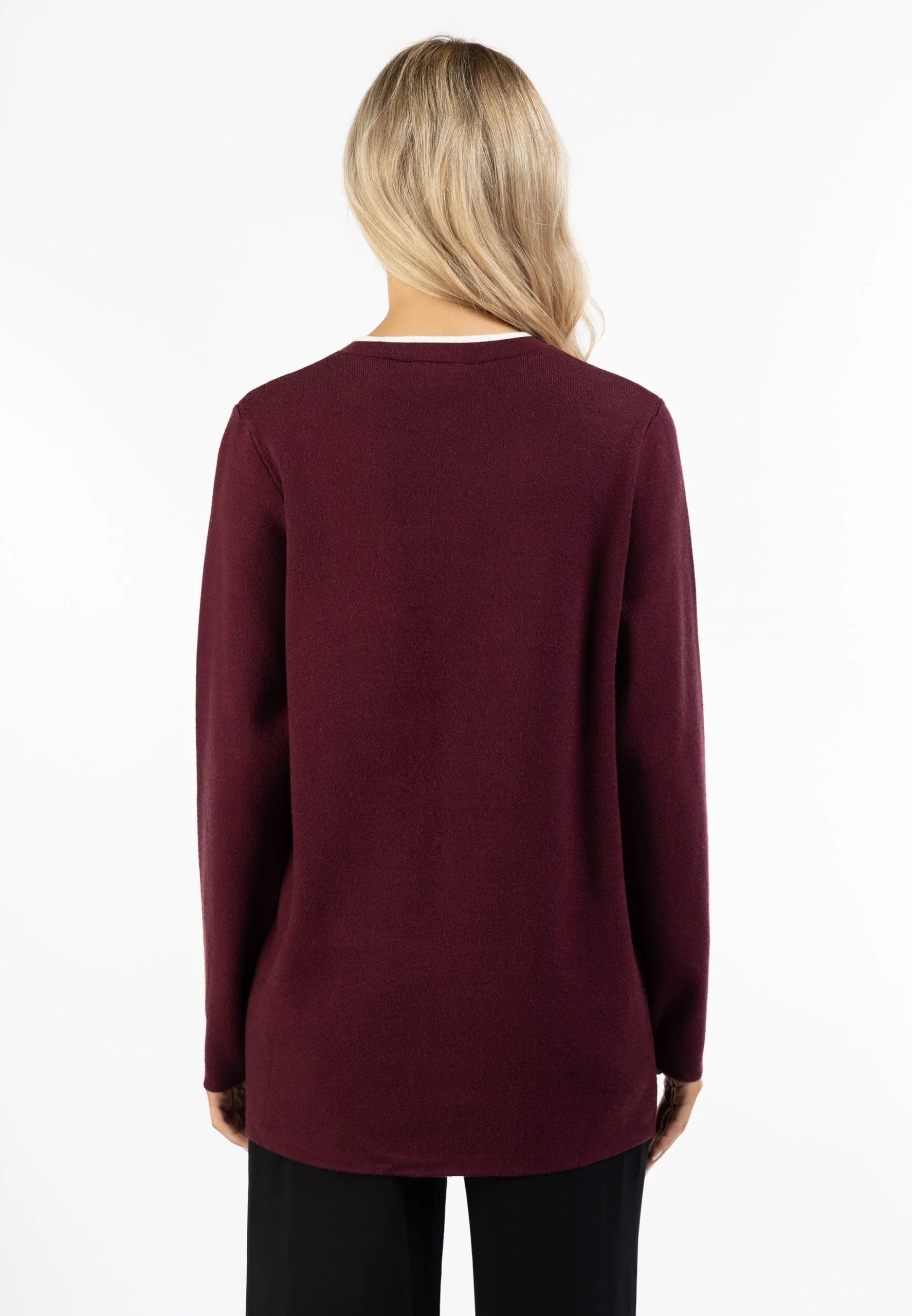 Vesten Gebreid Vest Dames Bordeaux 5 Vesten Gebreid Vest Dames Bordeaux - Afbeelding 3