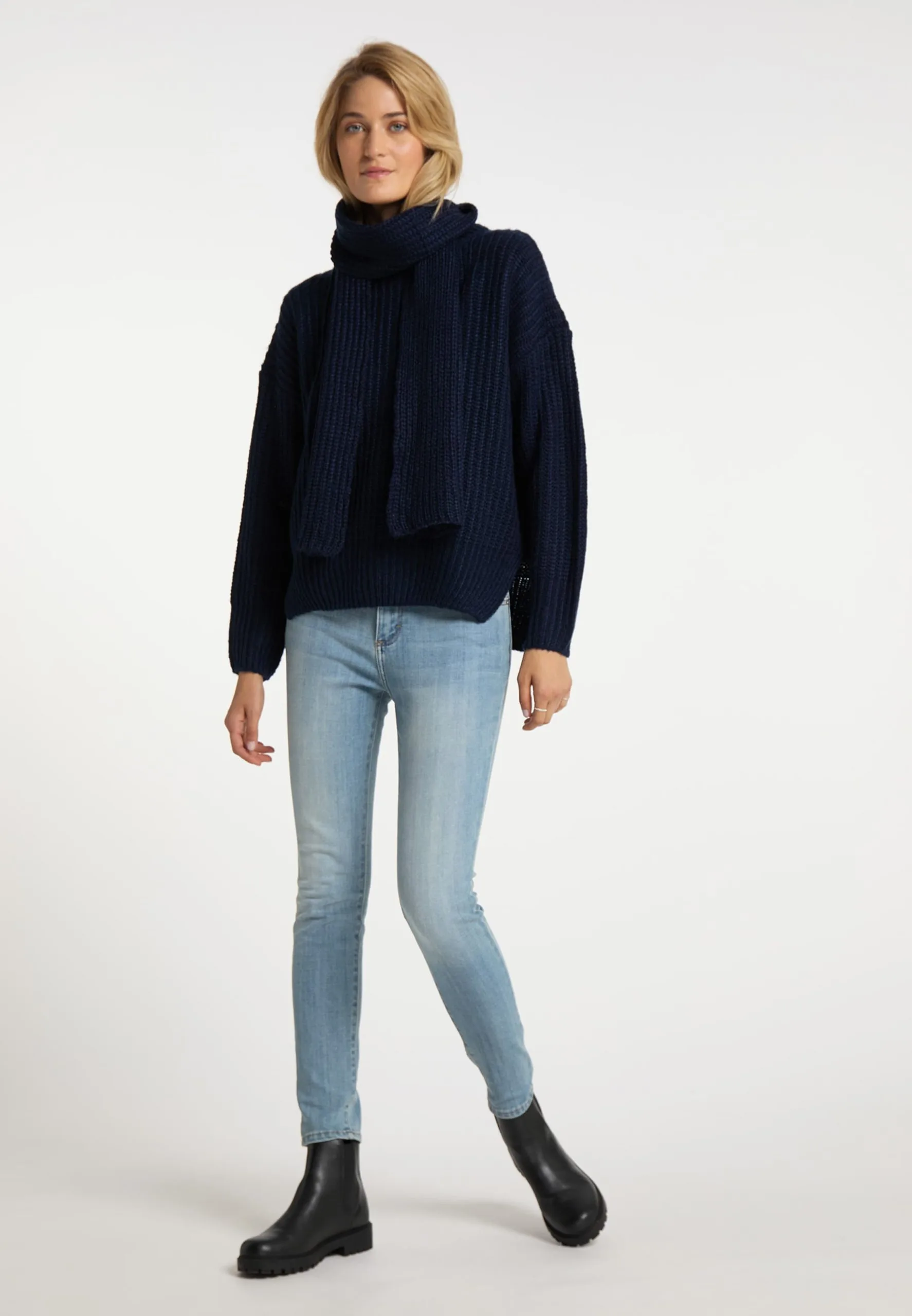 Fijngebreide Truien Trui Dames Donkerblauw 6 Fijngebreide Truien Trui Dames Donkerblauw - Afbeelding 4