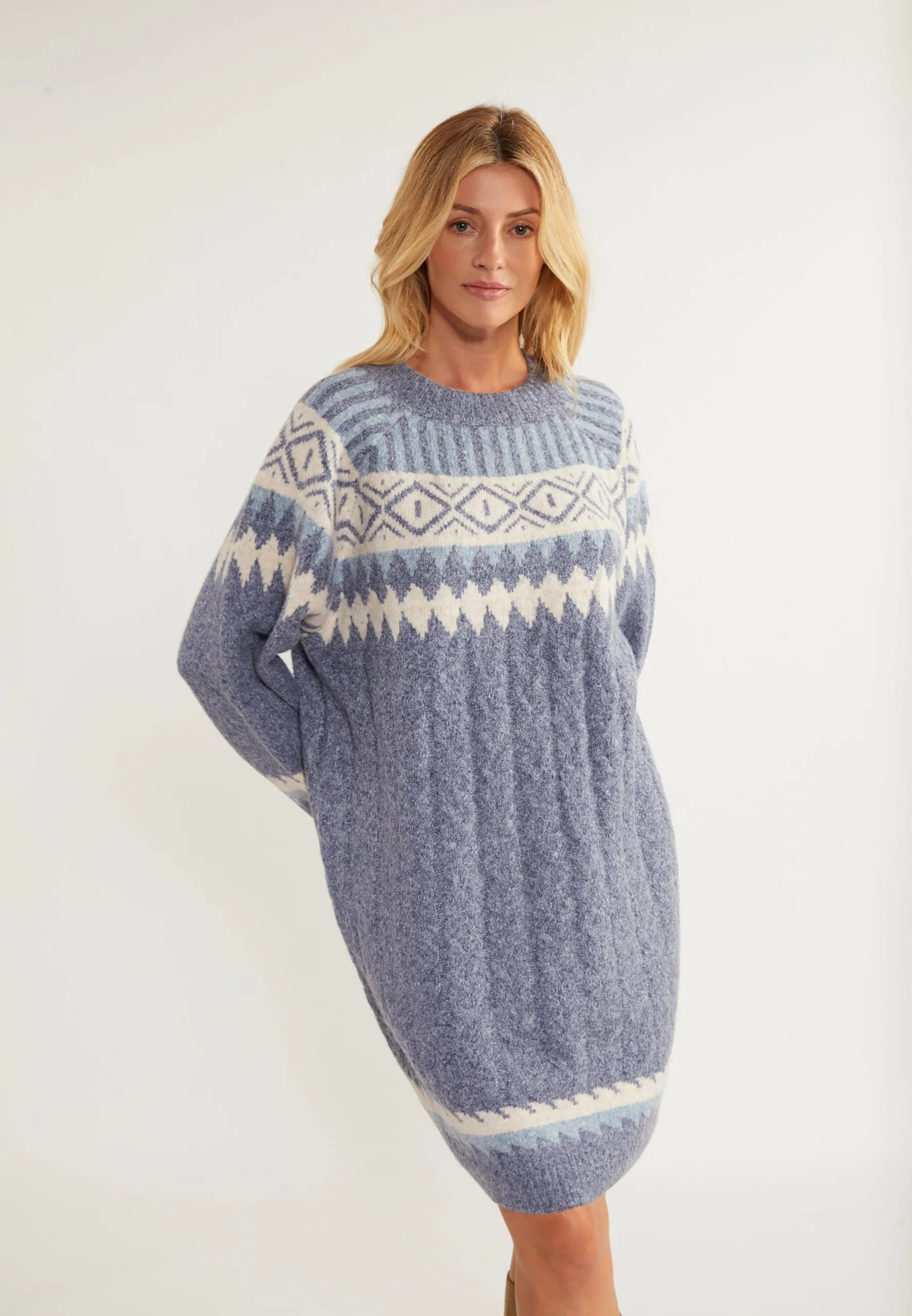 Gebreide Jurken Gebreide Jurk Lynnea Dames Blauw / Duifblauw 4 Gebreide Jurken Gebreide Jurk Lynnea Dames Blauw / Duifblauw - Afbeelding 2