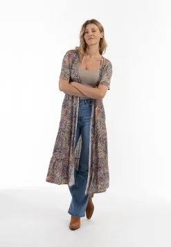 Ponchos & Kimonos Kimono Dames Blauw -Aanbiedingen Usha Winkel 13e0d3e69aa100e93e3a292efb0c8fa6