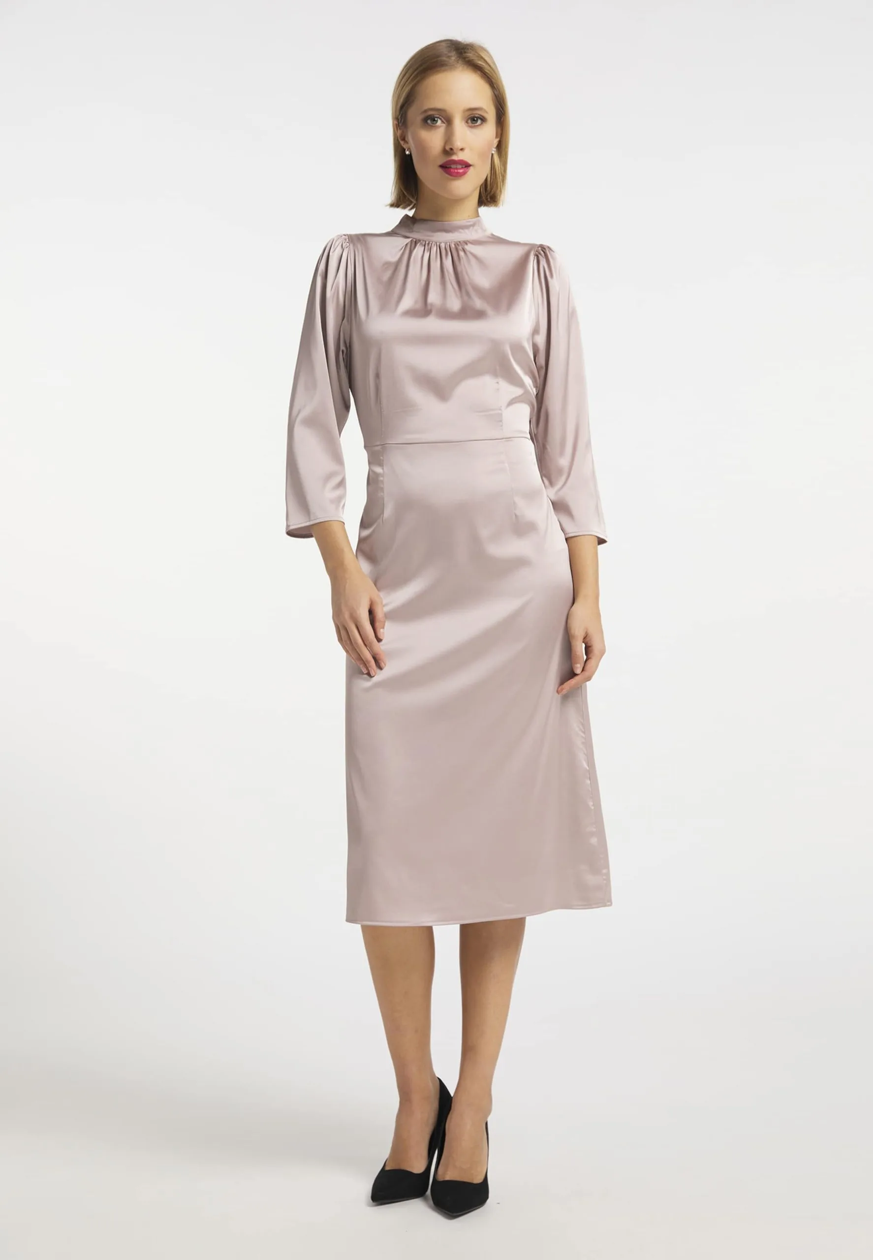 Midi Jurken Jurk Dames Champagne 5 Midi Jurken Jurk Dames Champagne - Afbeelding 3