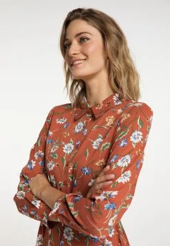 Usha Blousejurken Blousejurk Dames Donkeroranje -Aanbiedingen Usha Winkel 198602800e6e0fa6a31cecc382593ae0