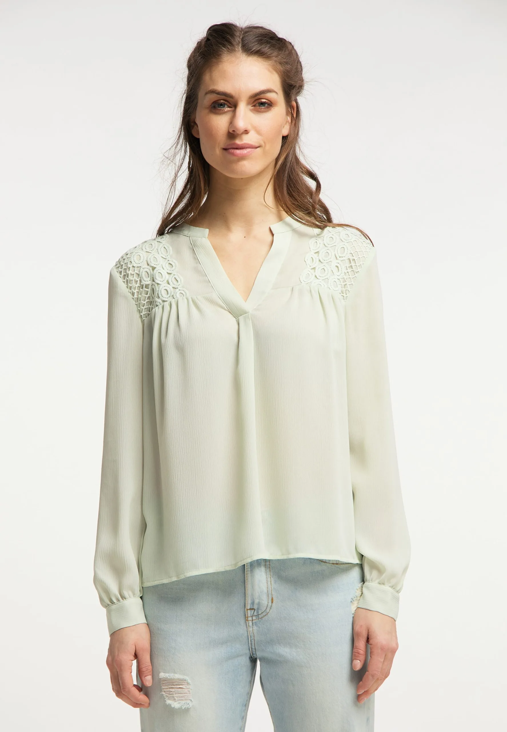 Kanten Blouses Blouse Dames Pastelgroen 4 Kanten Blouses Blouse Dames Pastelgroen - Afbeelding 2