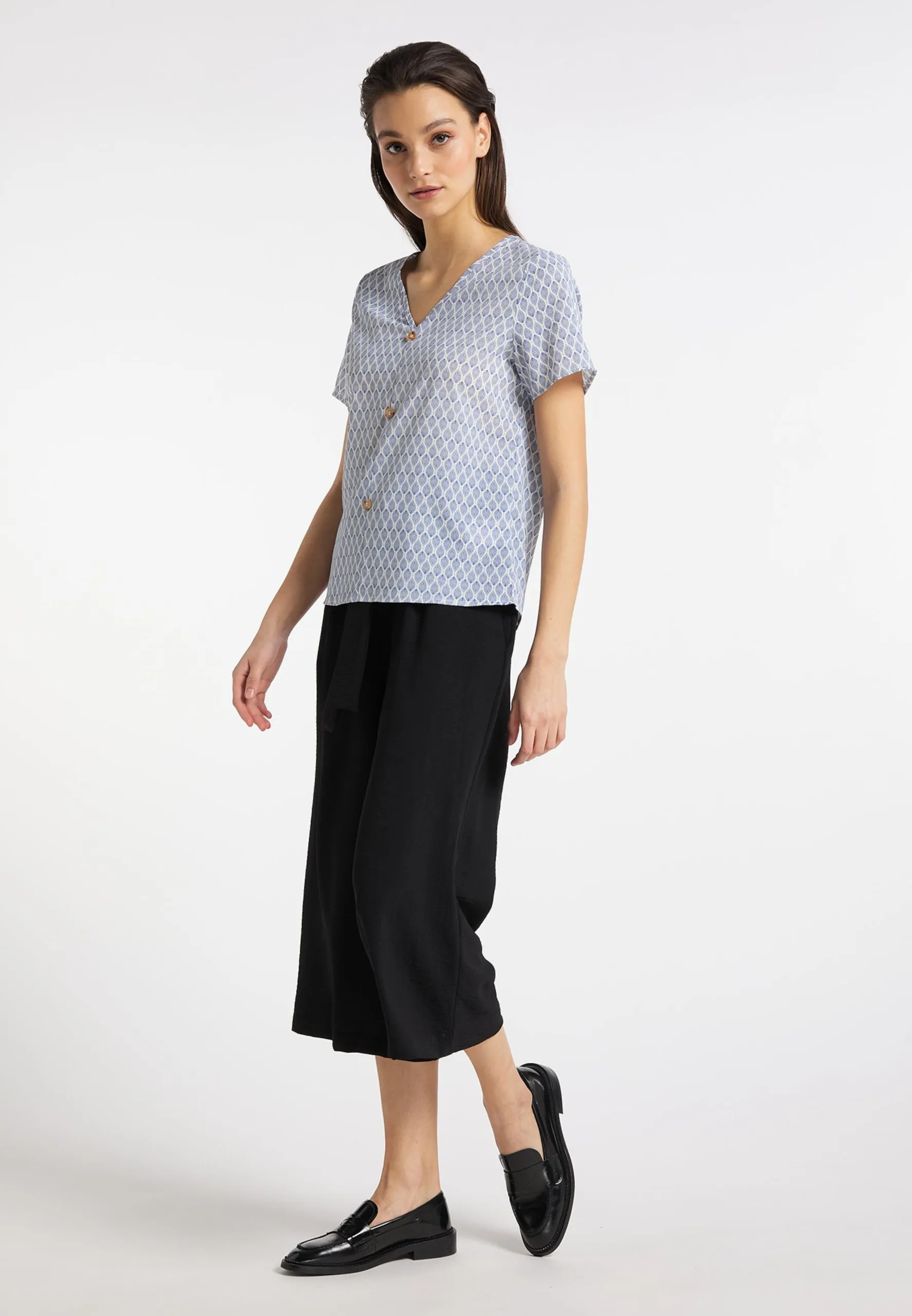 Blouses Met Korte Mouw Blouse Dames Blauw / Wolwit 6 Blouses Met Korte Mouw Blouse Dames Blauw / Wolwit - Afbeelding 4