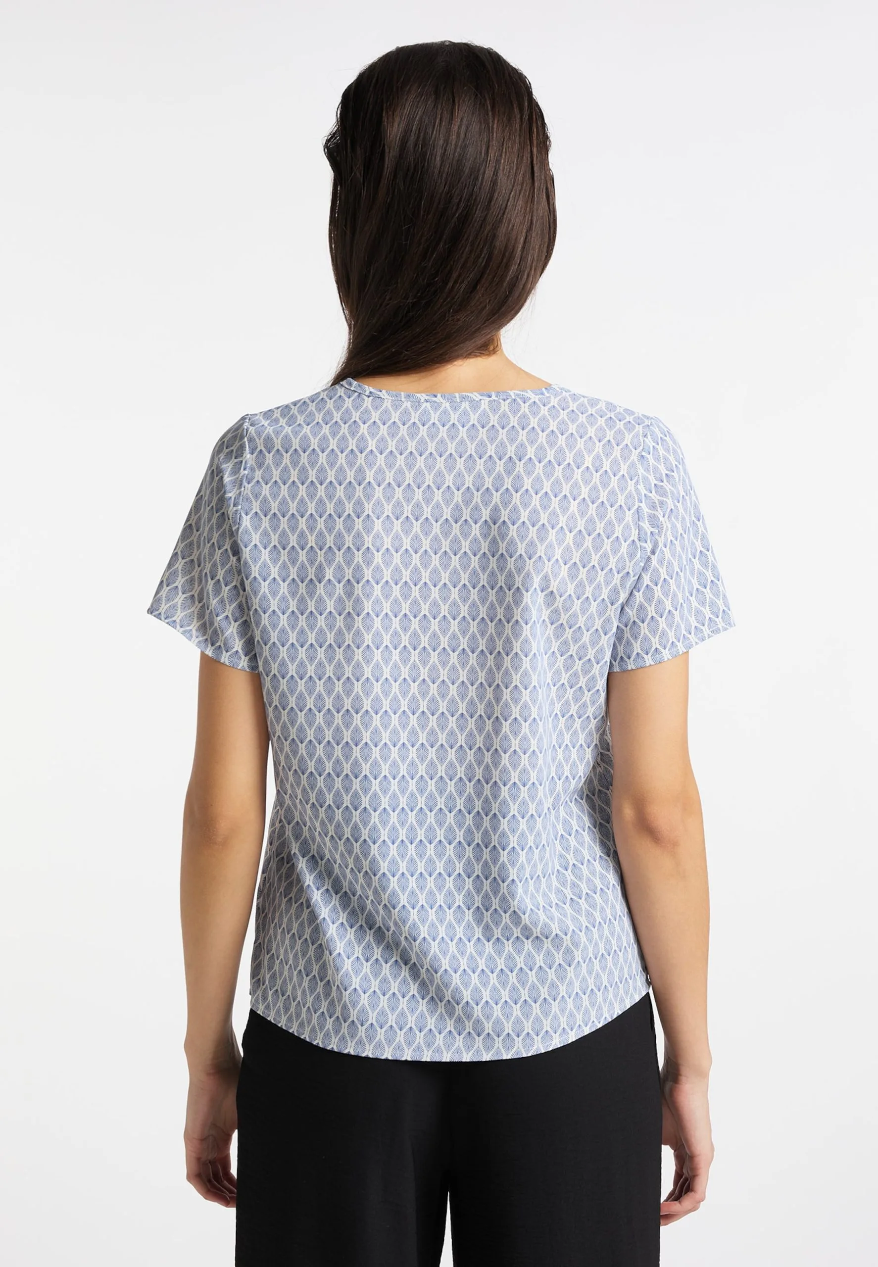 Blouses Met Korte Mouw Blouse Dames Blauw / Wolwit 5 Blouses Met Korte Mouw Blouse Dames Blauw / Wolwit - Afbeelding 3