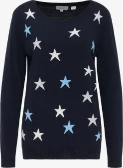 Fijngebreide Truien Trui Dames Nachtblauw / Lichtblauw