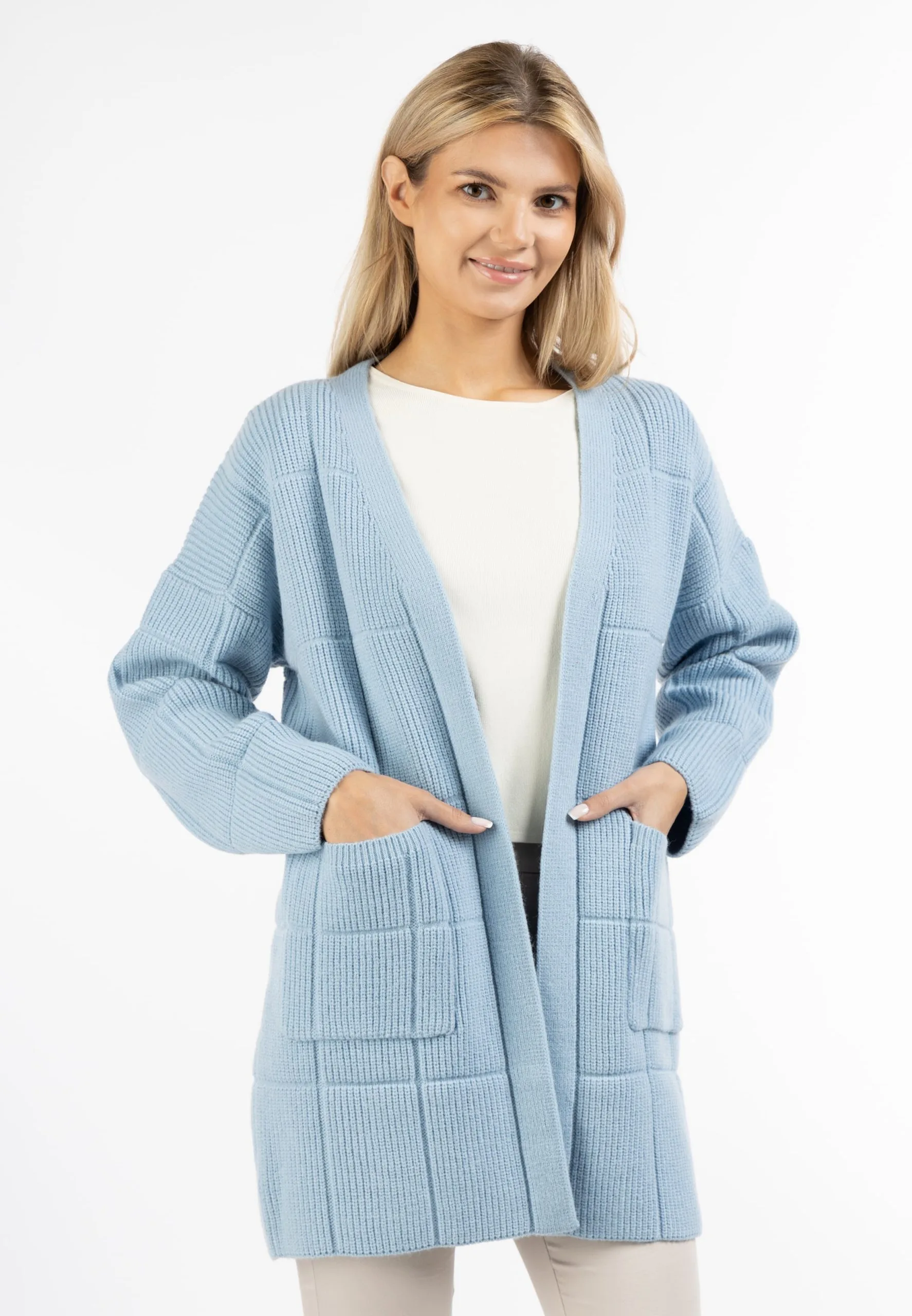 Vesten Gebreid Vest Dames Lichtblauw 4 Vesten Gebreid Vest Dames Lichtblauw - Afbeelding 2