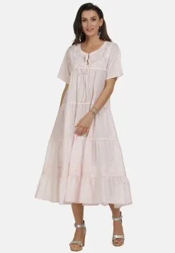 Zomerjurken Zomerjurk Dames Poederroze -Aanbiedingen Usha Winkel 342b9c3f4a424591f1c743d23a362033