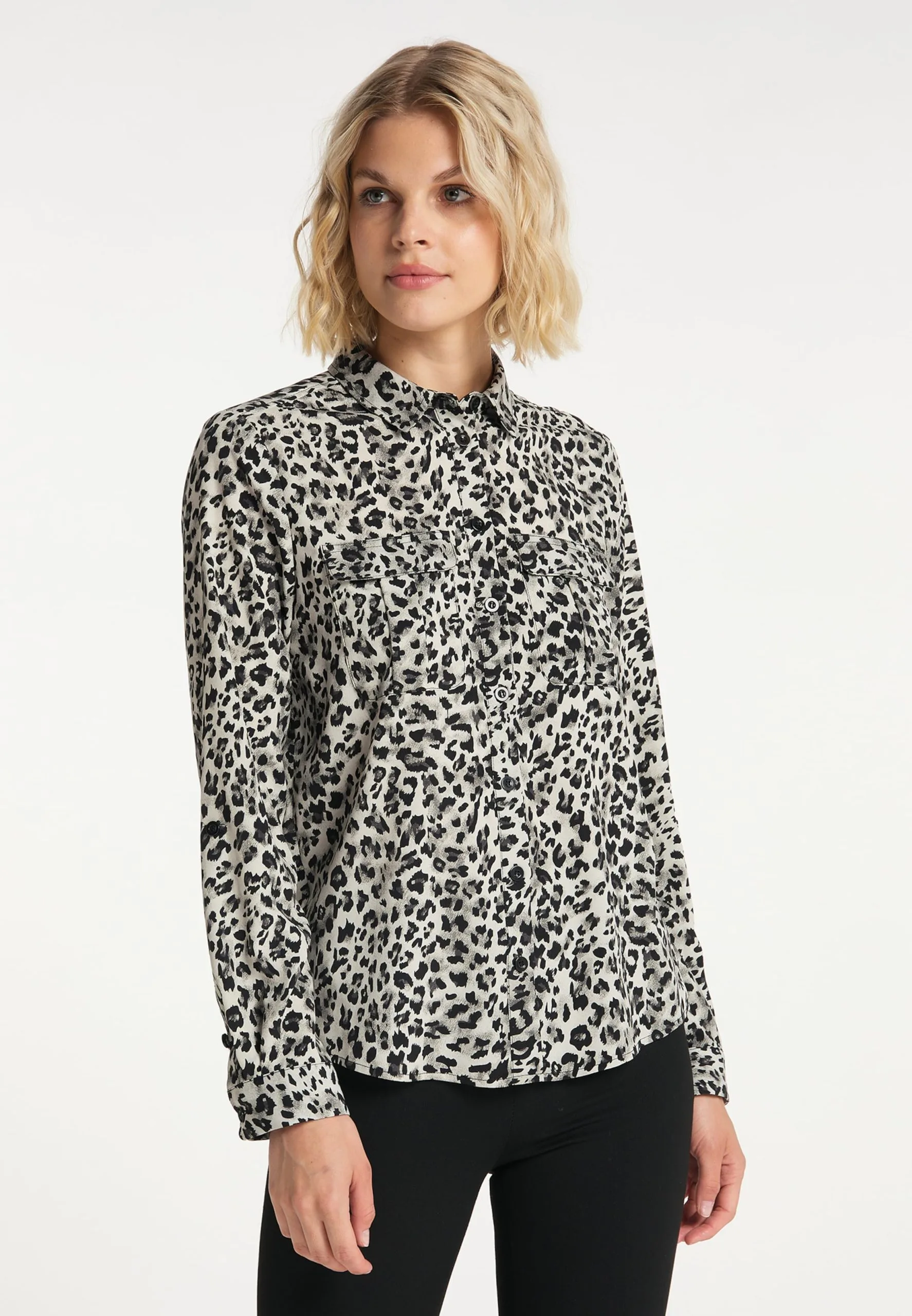 Usha Overhemden Blouse Dames Lichtgrijs / Donkergrijs 4 Usha Overhemden Blouse Dames Lichtgrijs / Donkergrijs - Afbeelding 2