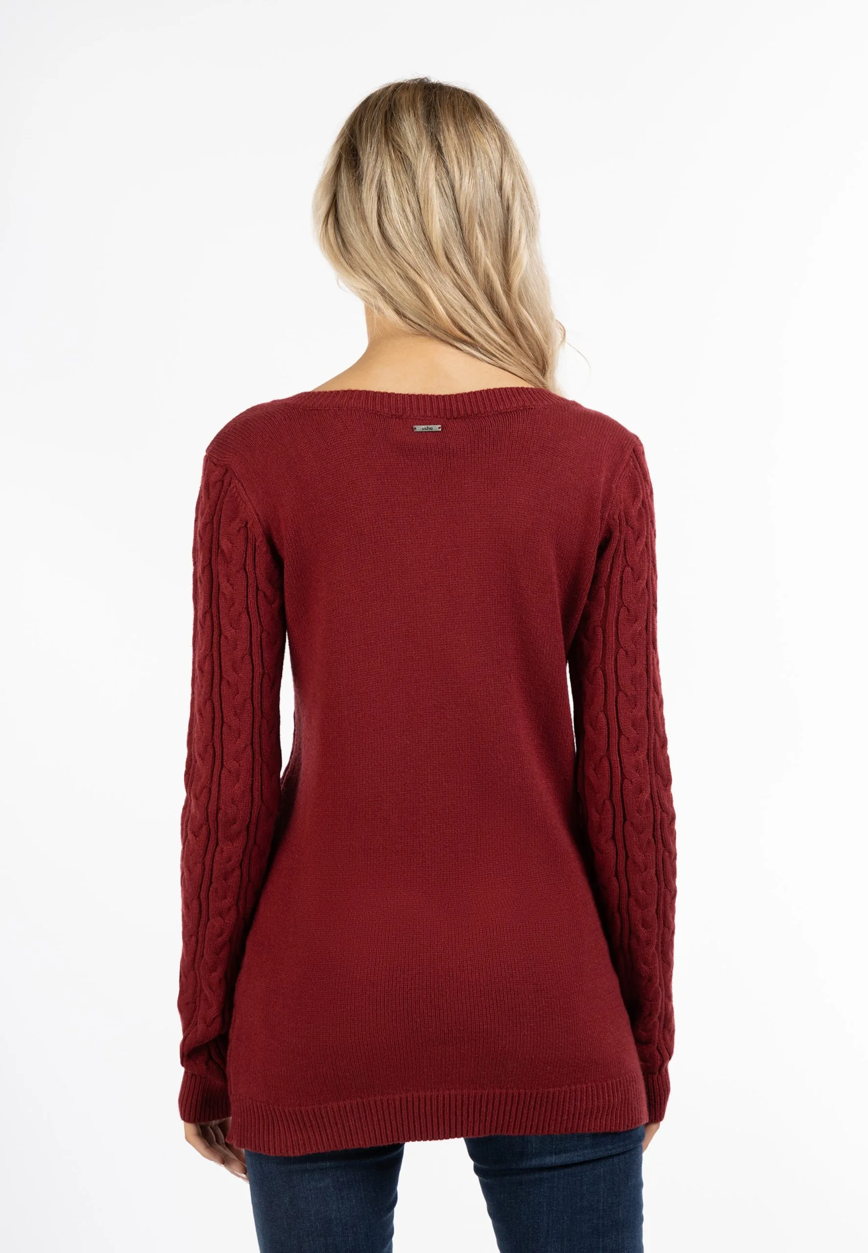 Fijngebreide Truien Trui Dames Bloedrood 4 Fijngebreide Truien Trui Dames Bloedrood - Afbeelding 3