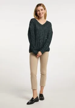 Usha Fijngebreide Truien Trui Dames Donkergroen / Groen Gemêleerd -Aanbiedingen Usha Winkel 3b7e226b8839580ba4b049c6e2c16973