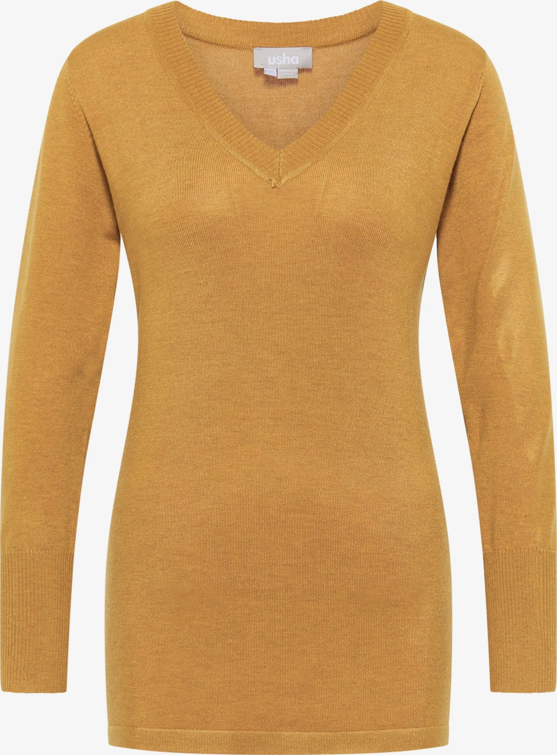 Usha Fijngebreide Truien Trui Dames Mosterd 3 Usha Fijngebreide Truien Trui Dames Mosterd