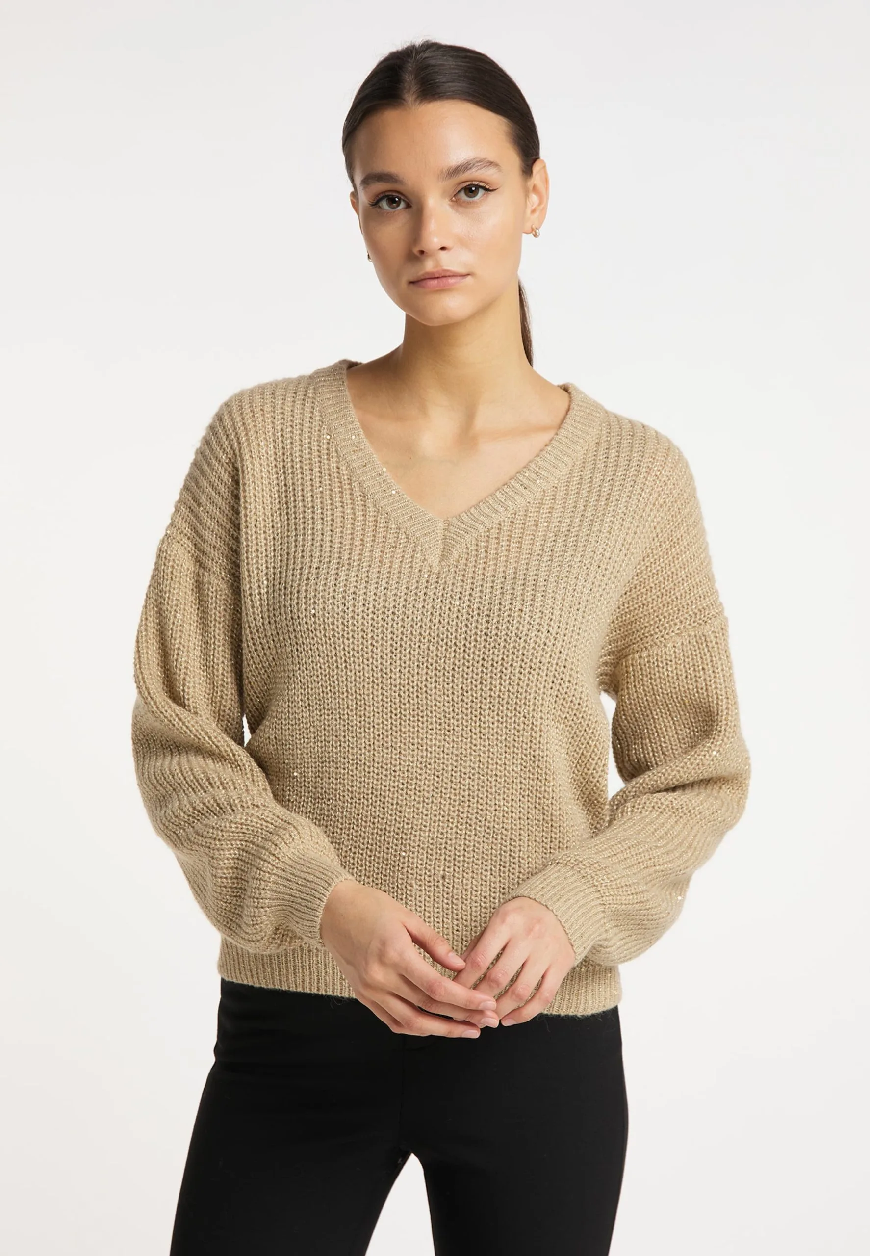 Fijngebreide Truien Trui Dames Beige 4 Fijngebreide Truien Trui Dames Beige - Afbeelding 2