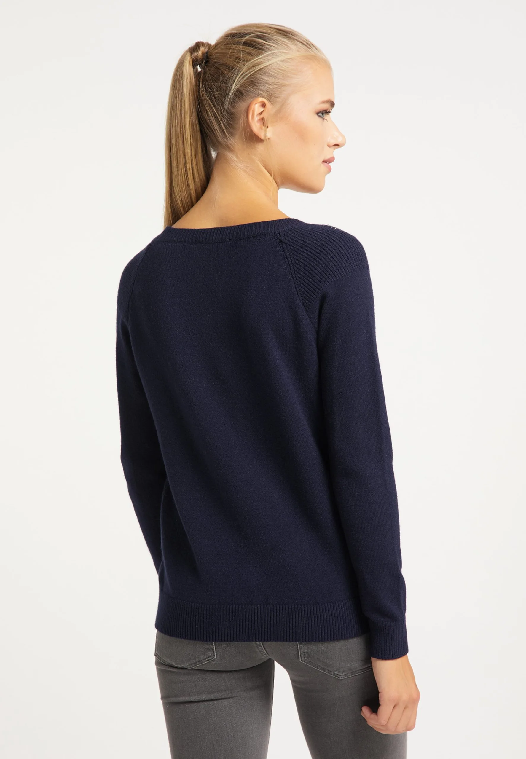 Fijngebreide Truien Trui Dames Donkerblauw 5 Fijngebreide Truien Trui Dames Donkerblauw - Afbeelding 3