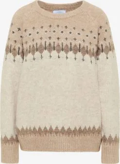 Fijngebreide Truien Trui Dames Beige / Donkerbeige