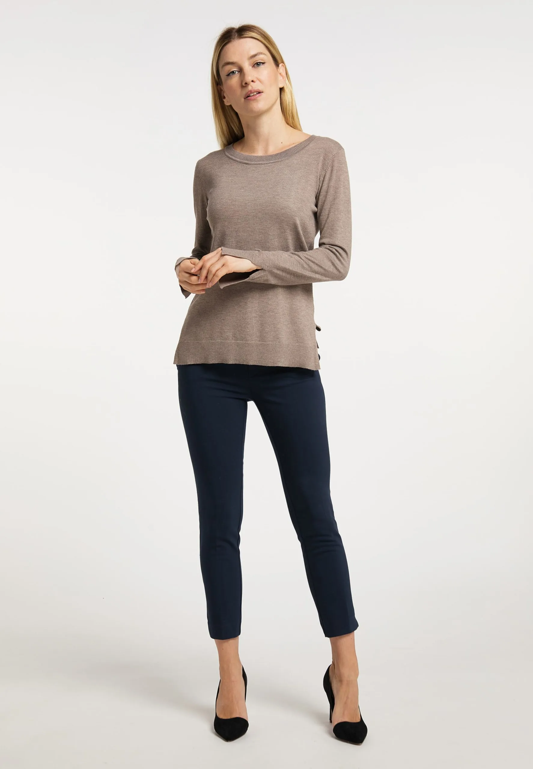 Usha Basic Truien Trui Dames Taupe 6 Usha Basic Truien Trui Dames Taupe - Afbeelding 4