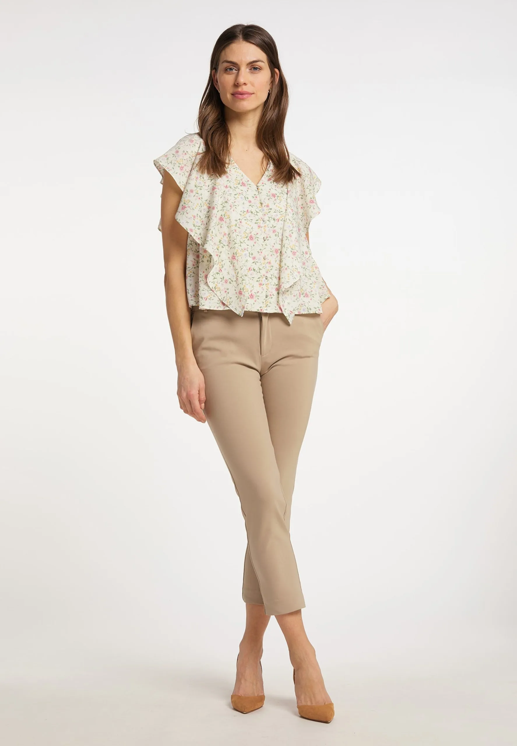 Usha Blouses Met Korte Mouw Blouse Dames Natuurwit 6 Usha Blouses Met Korte Mouw Blouse Dames Natuurwit - Afbeelding 4