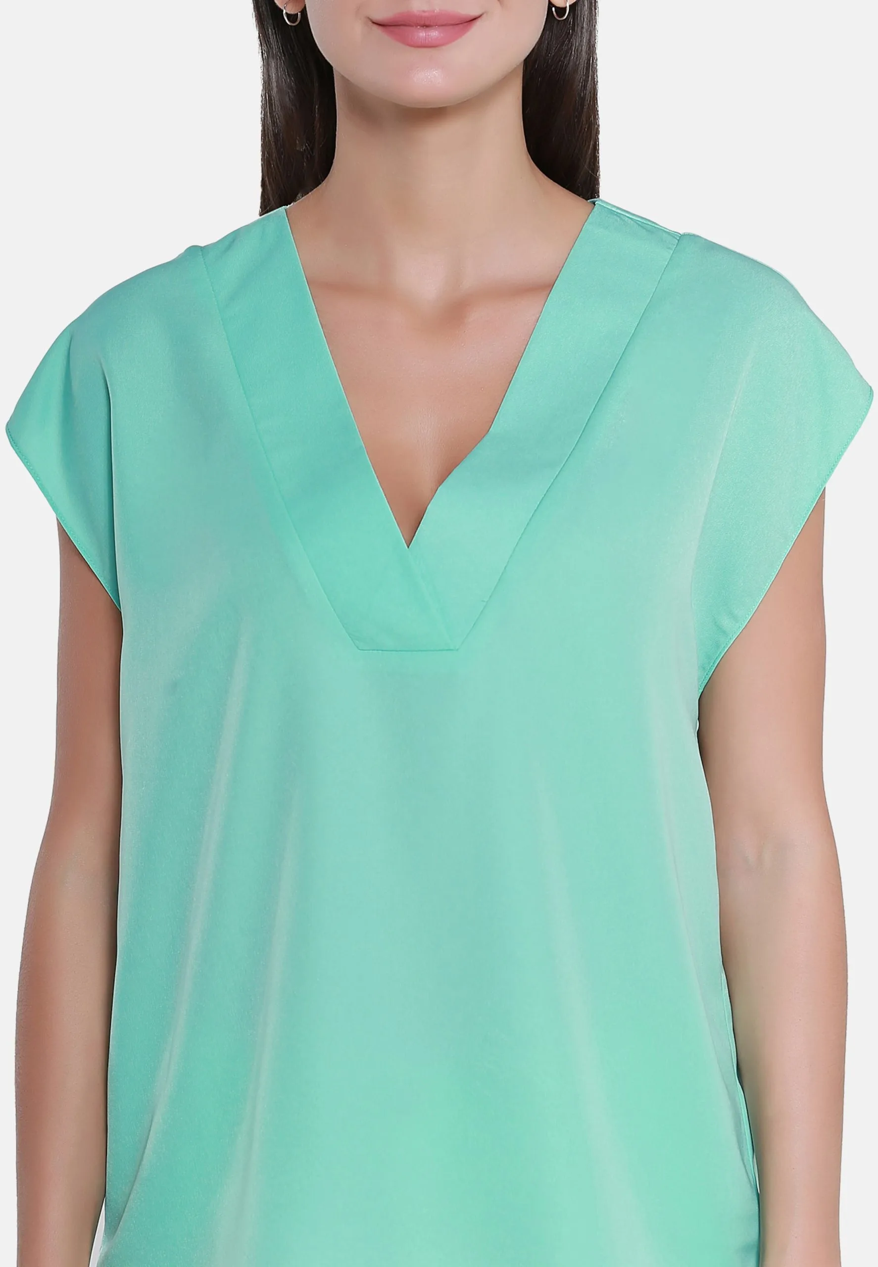 Blouses Met Korte Mouw Blouse Dames Jade Groen 7 Blouses Met Korte Mouw Blouse Dames Jade Groen - Afbeelding 5
