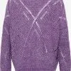 Usha Fijngebreide Truien Trui Dames Donkerlila