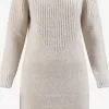 Gebreide Jurken Gebreide Jurk Dames Lichtbeige