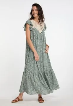 Maxi Jurken Jurk Dames Groen -Aanbiedingen Usha Winkel 79a700a2ca3aa3a221e10416fb51ae8e