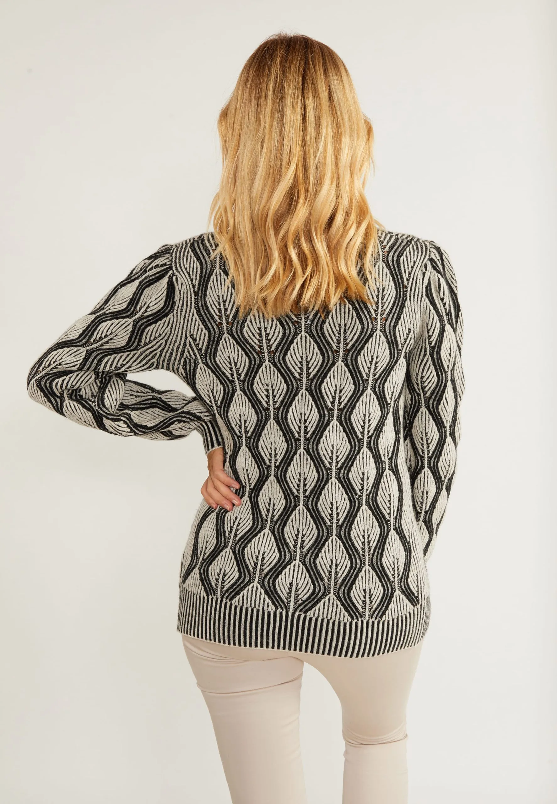 Usha Vesten Gebreid Vest Sivene Dames Wolwit 5 Usha Vesten Gebreid Vest Sivene Dames Wolwit - Afbeelding 3