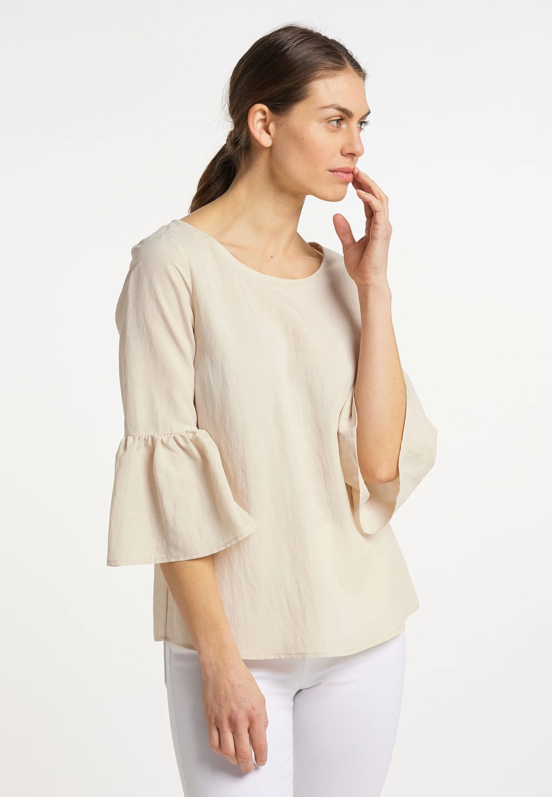 Blouses Met Korte Mouw Blouse Dames Crème 5 Blouses Met Korte Mouw Blouse Dames Crème - Afbeelding 3