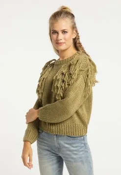 Fijngebreide Truien Trui Dames Olijfgroen -Aanbiedingen Usha Winkel 87831ca8790d9c25389cef75f2855a6e