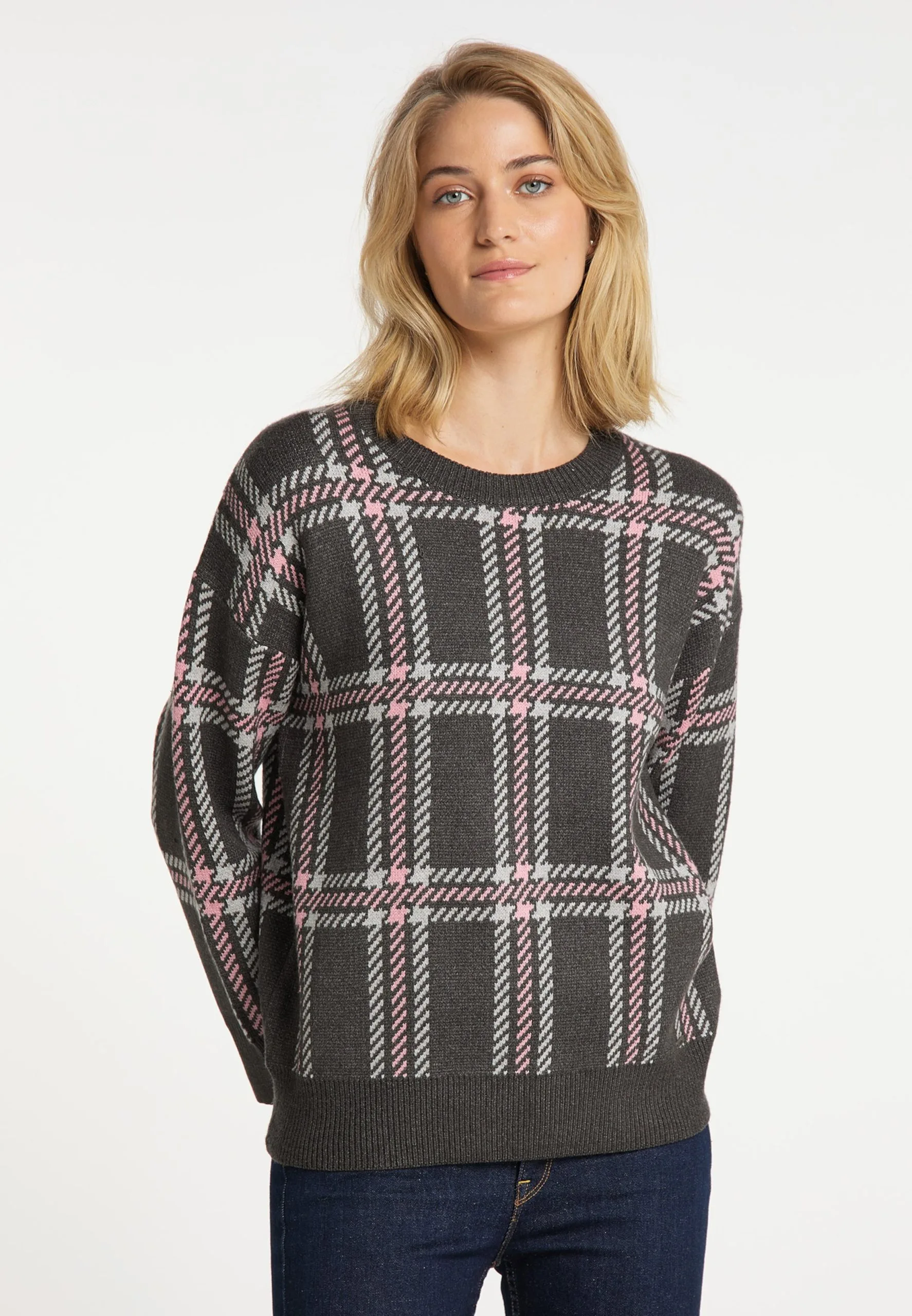 Fijngebreide Truien Trui Dames Antraciet / Lichtgrijs 4 Fijngebreide Truien Trui Dames Antraciet / Lichtgrijs - Afbeelding 2