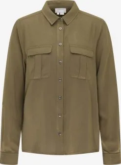 Usha Overhemden Blouse Dames Olijfgroen