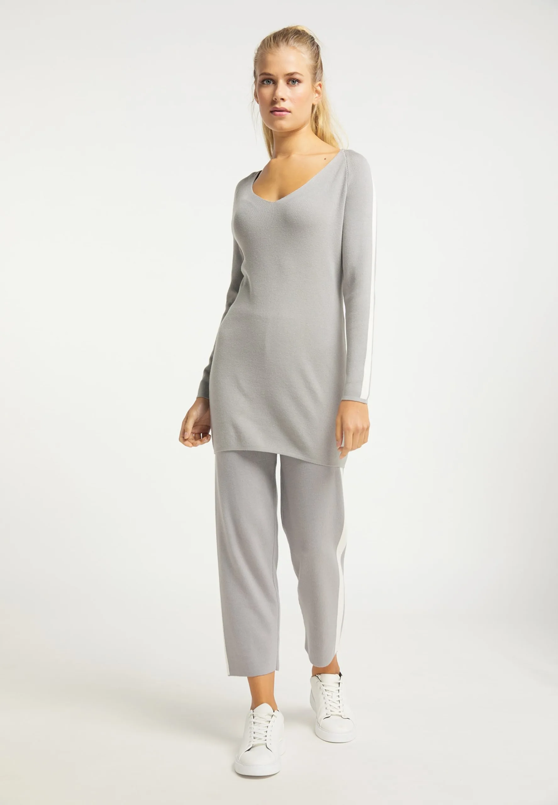 Fijngebreide Truien Trui Dames Lichtgrijs 6 Fijngebreide Truien Trui Dames Lichtgrijs - Afbeelding 4