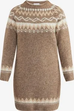 Gebreide Jurken Gebreide Jurk Fenia Dames Lichtbruin