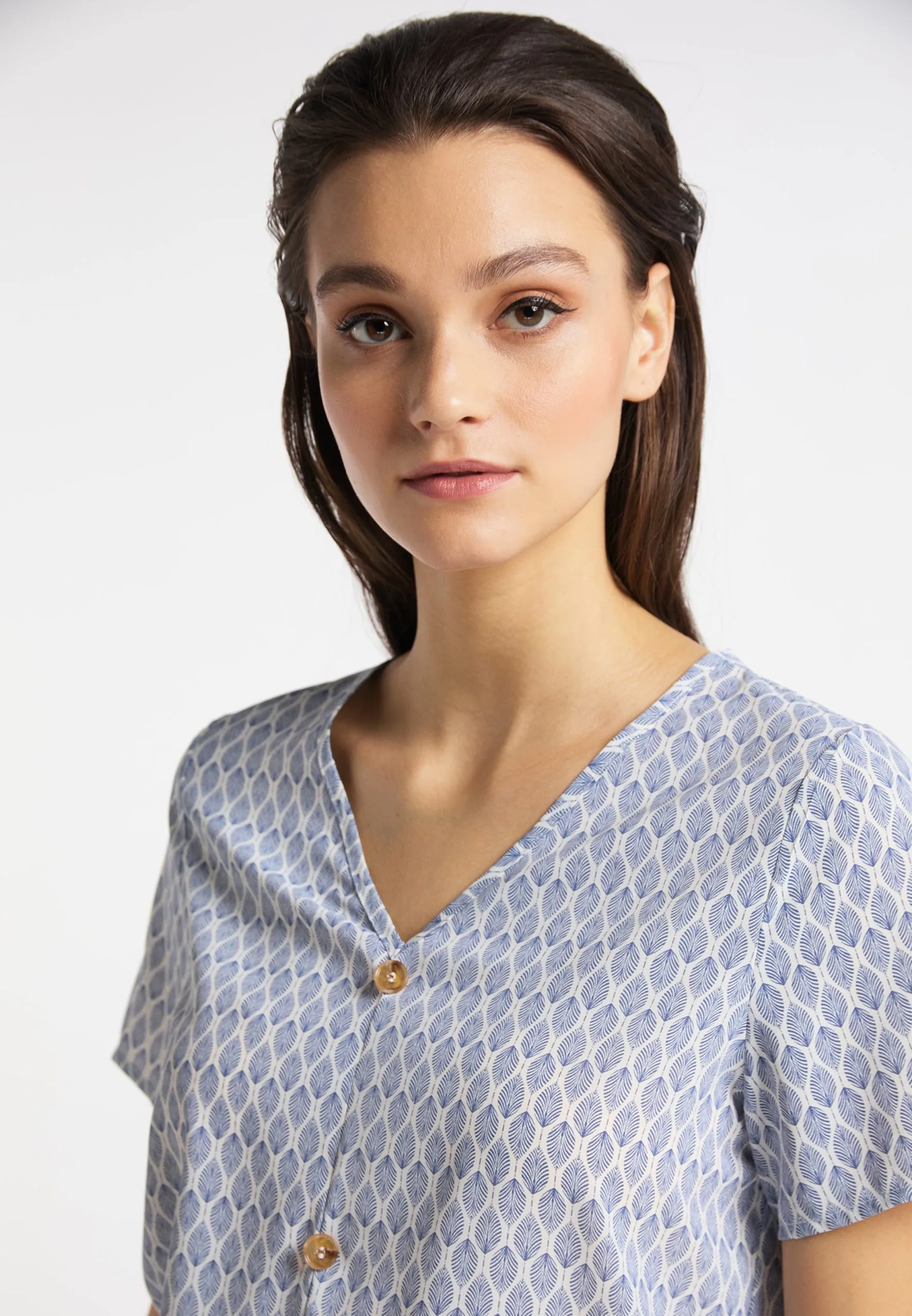 Blouses Met Korte Mouw Blouse Dames Blauw / Wolwit 7 Blouses Met Korte Mouw Blouse Dames Blauw / Wolwit - Afbeelding 5