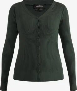 Vesten Gebreid Vest Dames Donkergroen