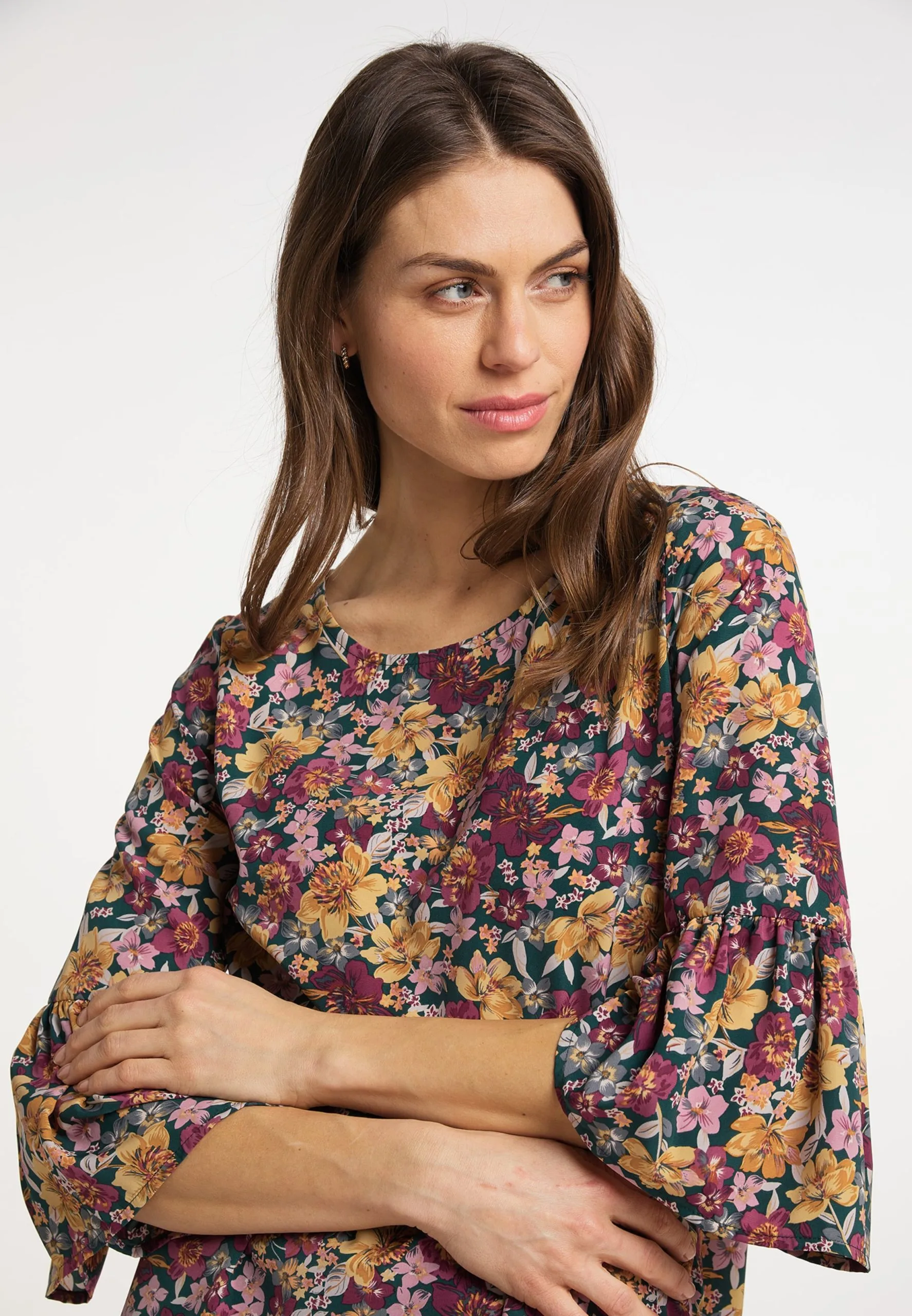 Usha Blouses Met Korte Mouw Blouse Dames Donkergroen 7 Usha Blouses Met Korte Mouw Blouse Dames Donkergroen - Afbeelding 5