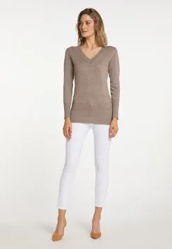 Usha Fijngebreide Truien Trui Dames Taupe -Aanbiedingen Usha Winkel af7ffef6b13177da4abb3be61a070735