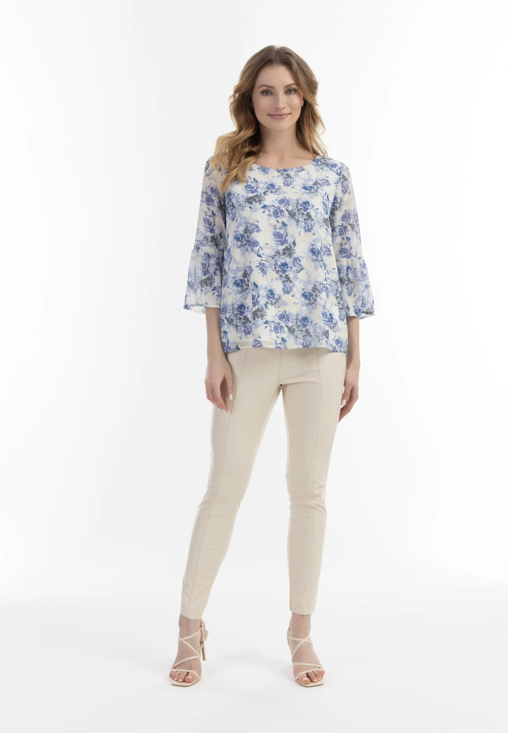Usha Blouses Met Korte Mouw Blouse Dames Duifblauw / Lichtblauw 6 Usha Blouses Met Korte Mouw Blouse Dames Duifblauw / Lichtblauw - Afbeelding 4