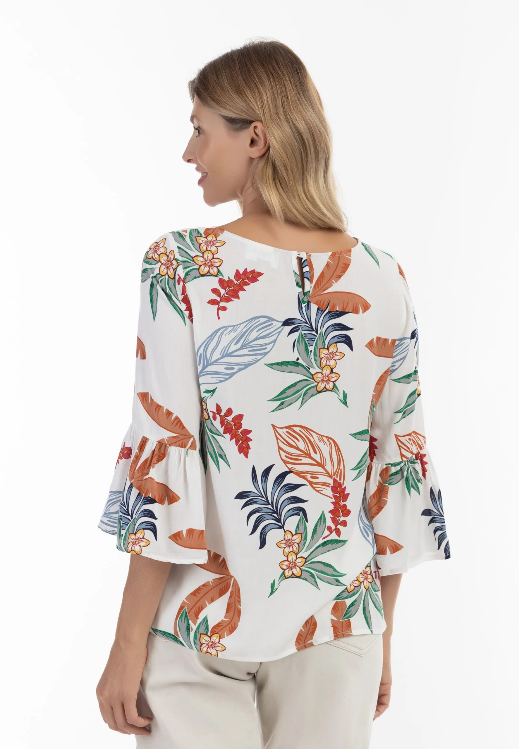 Usha Blouses Met Korte Mouw Blouse Dames Wit 5 Usha Blouses Met Korte Mouw Blouse Dames Wit - Afbeelding 3