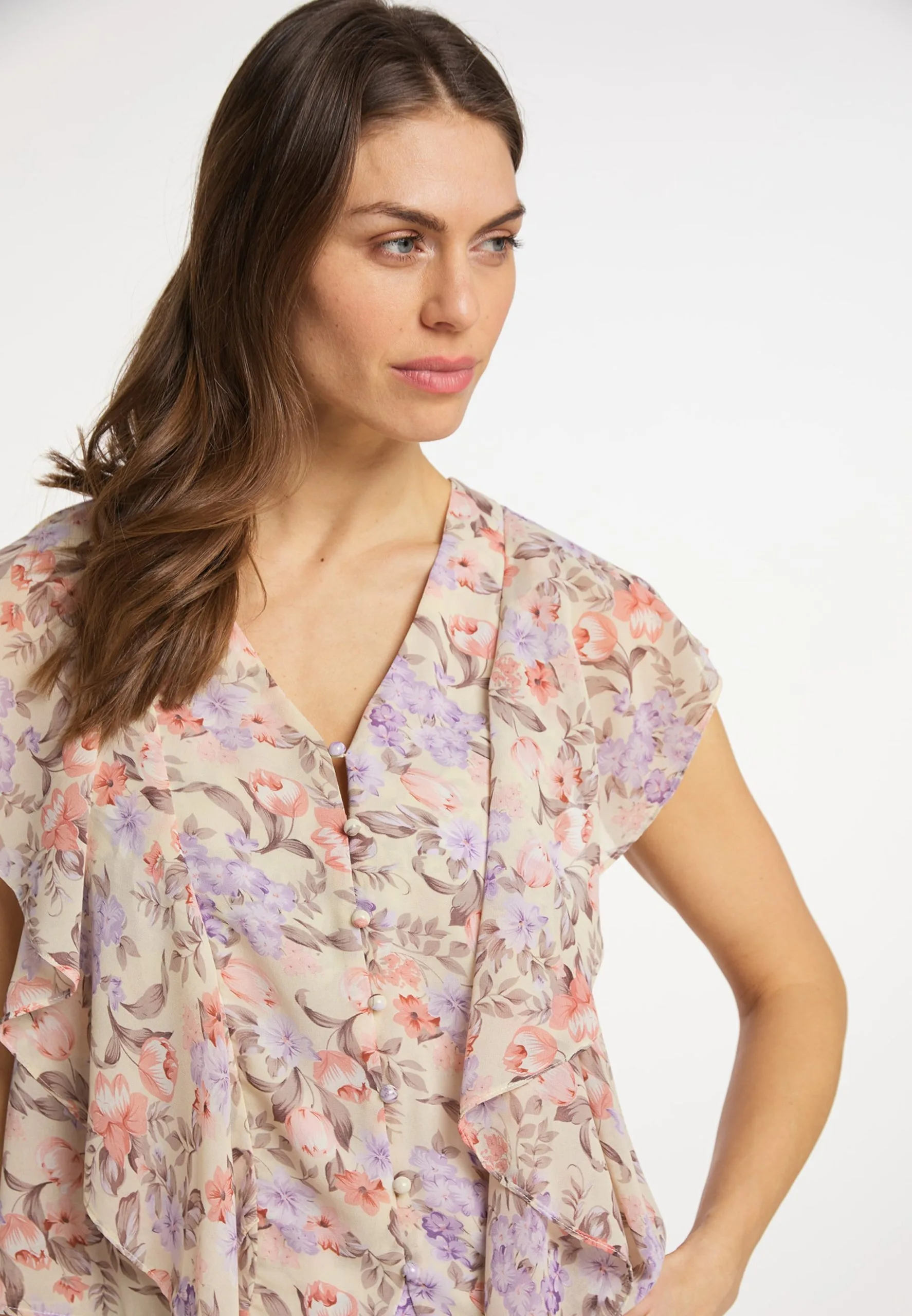 Usha Blouses Met Korte Mouw Blouse Dames Offwhite / Wolwit 7 Usha Blouses Met Korte Mouw Blouse Dames Offwhite / Wolwit - Afbeelding 5