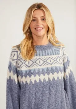 Fijngebreide Truien Trui Lynnea Dames Blauw -Aanbiedingen Usha Winkel be3ae6b5321875e838edeff52b88dd93