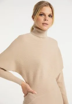 Gebreide Jurken Gebreide Jurk Dames Beige -Aanbiedingen Usha Winkel c765d9600ae49d2f1b211e1b38eab016