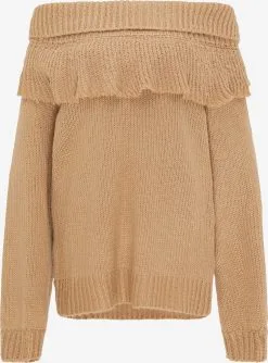 Fijngebreide Truien Trui Dames Donkerbeige