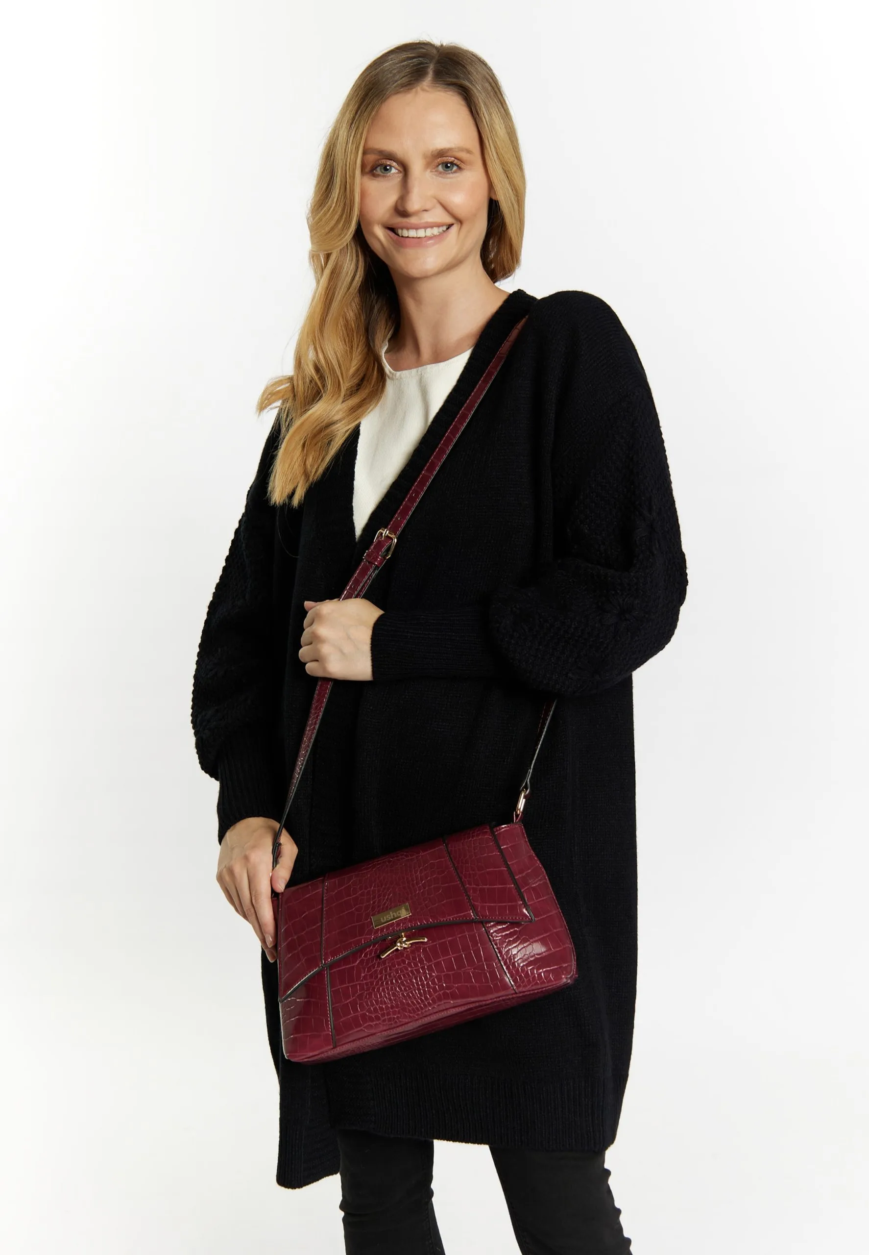 Usha Schoudertasjes Schoudertas Sivene Dames Wijnrood 6 Usha Schoudertasjes Schoudertas Sivene Dames Wijnrood - Afbeelding 4