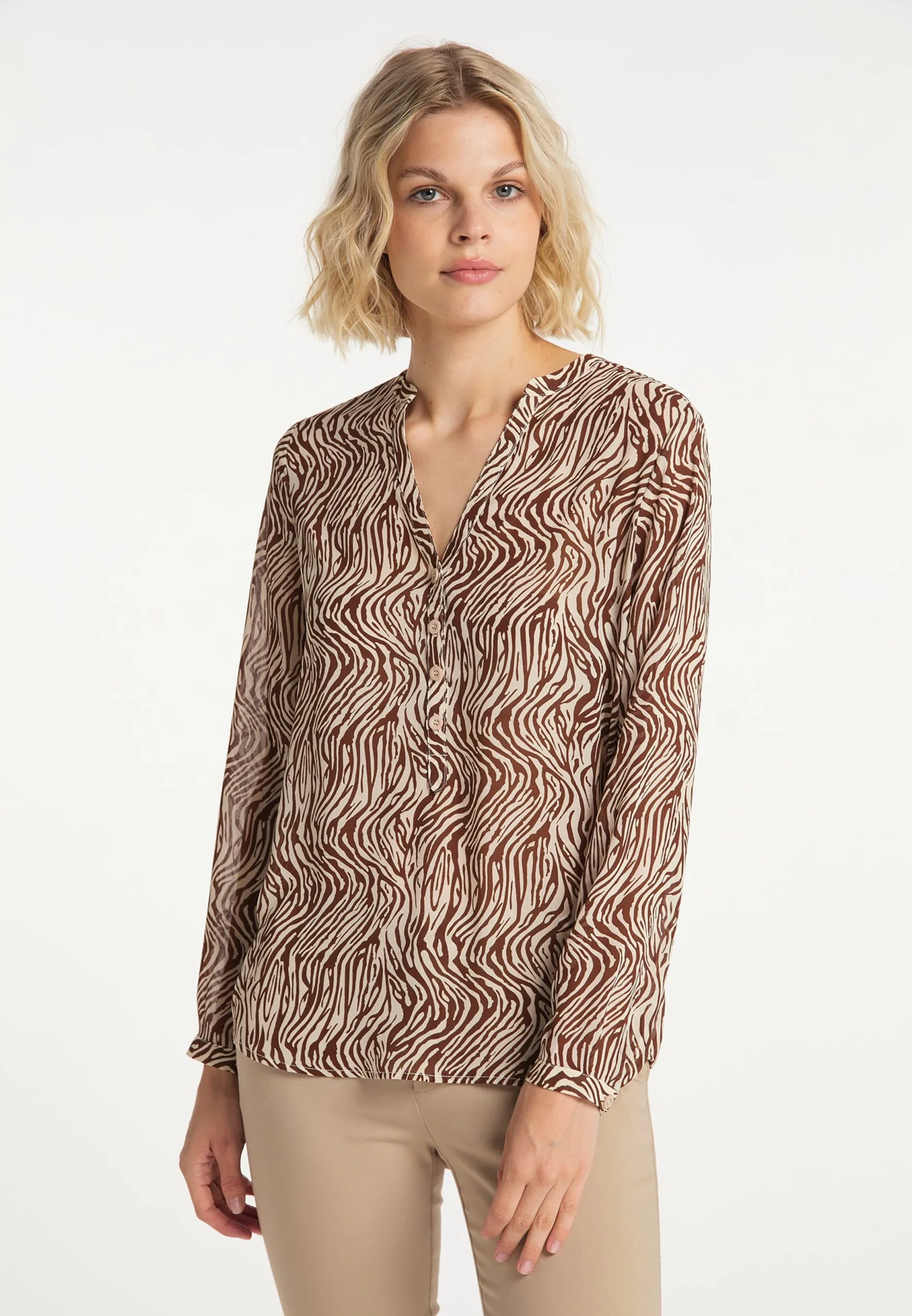 Usha Blouses & Tunieken Blouse Dames Beige / Mokka 3 Usha Blouses & Tunieken Blouse Dames Beige / Mokka - Afbeelding 2