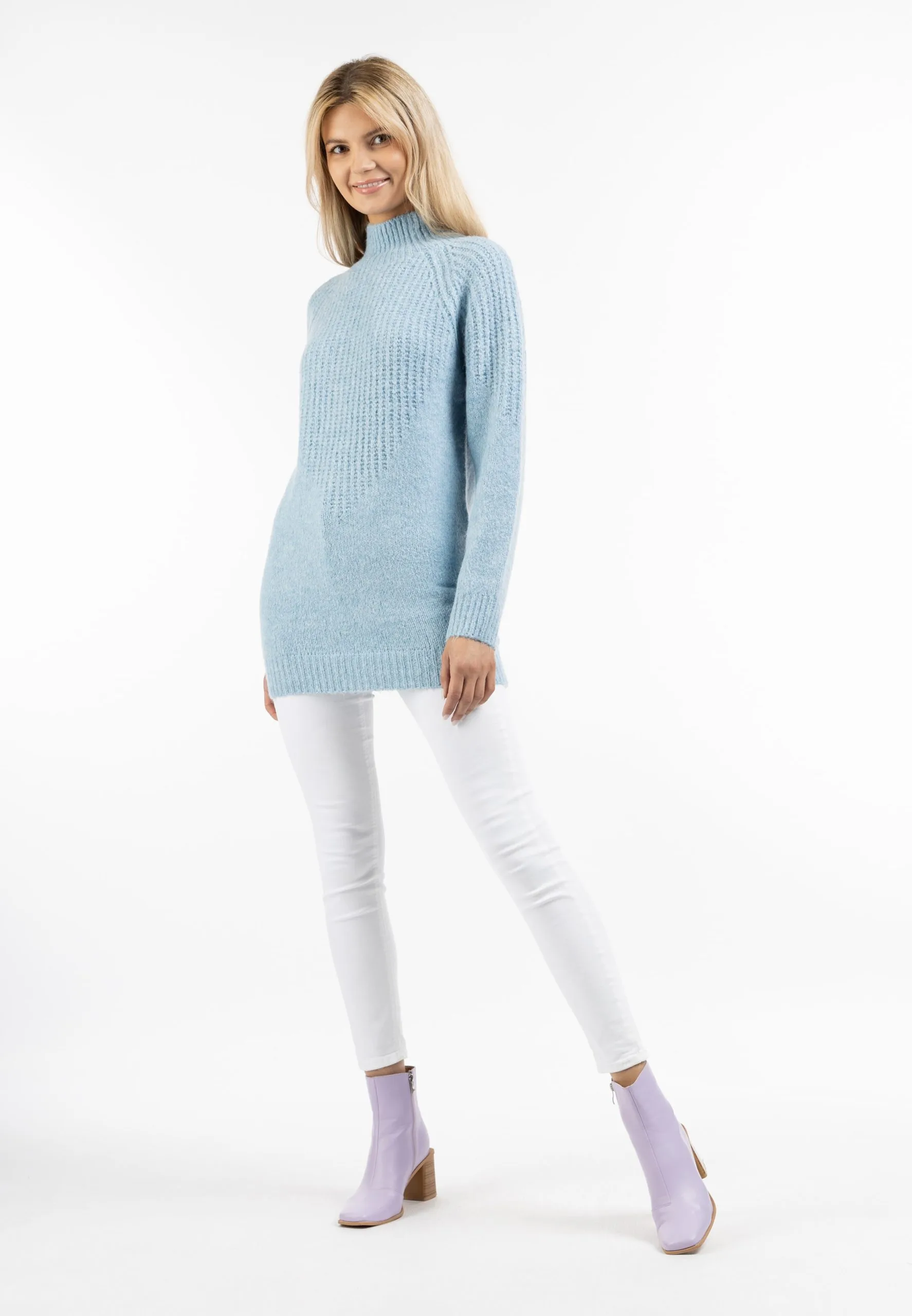 Fijngebreide Truien Trui Dames Lichtblauw 6 Fijngebreide Truien Trui Dames Lichtblauw - Afbeelding 4