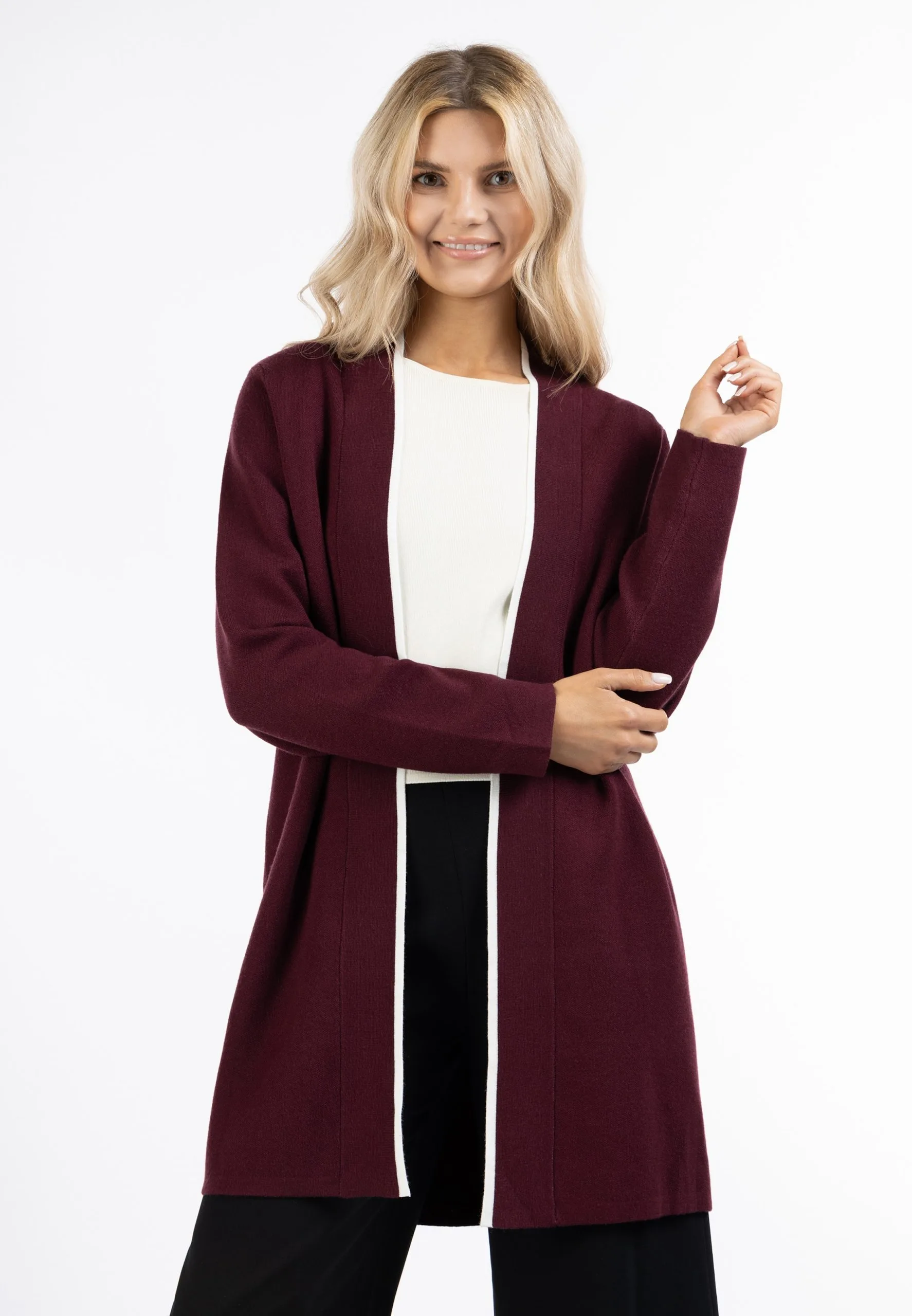 Vesten Gebreid Vest Dames Bordeaux 4 Vesten Gebreid Vest Dames Bordeaux - Afbeelding 2