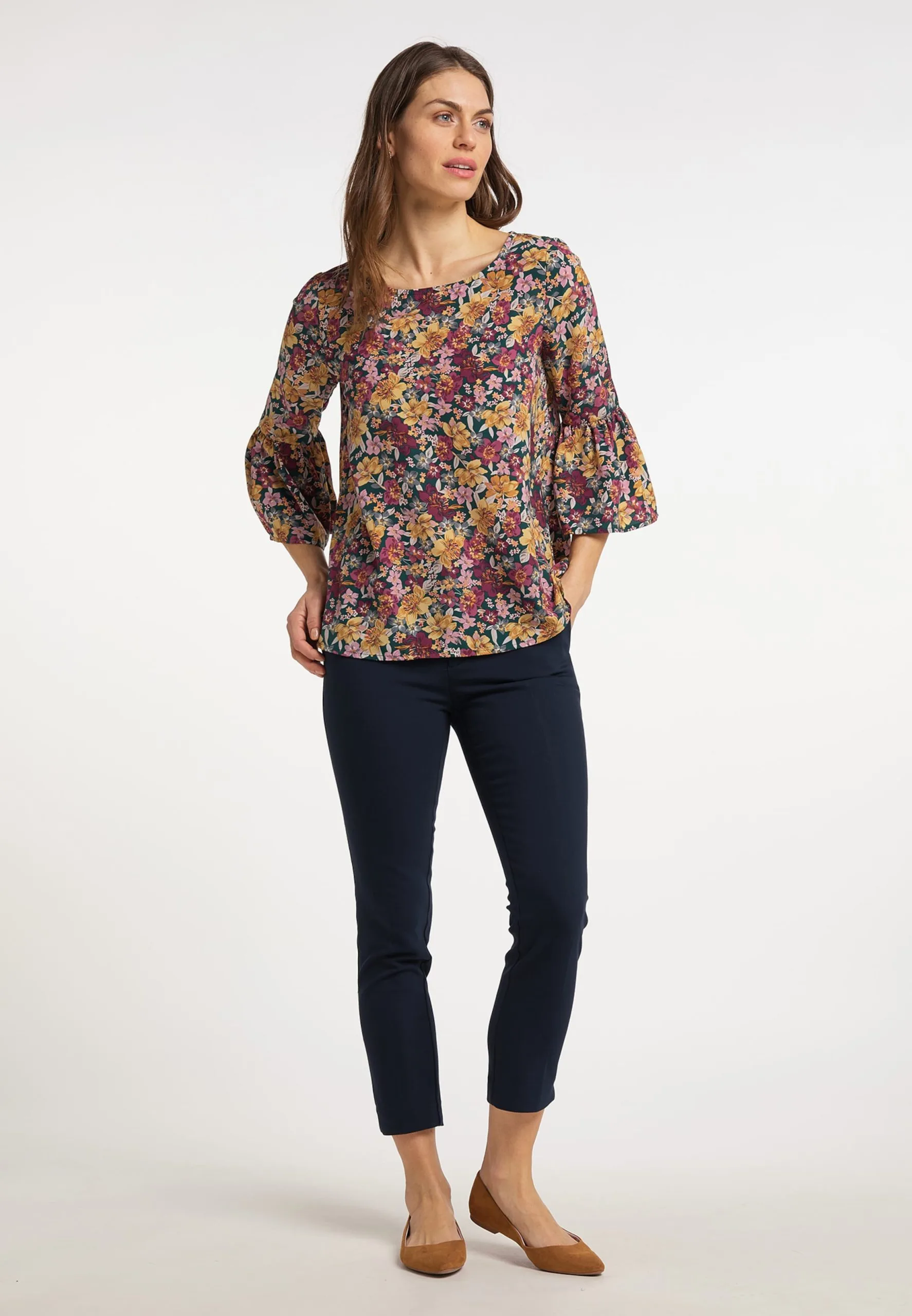 Usha Blouses Met Korte Mouw Blouse Dames Donkergroen 6 Usha Blouses Met Korte Mouw Blouse Dames Donkergroen - Afbeelding 4