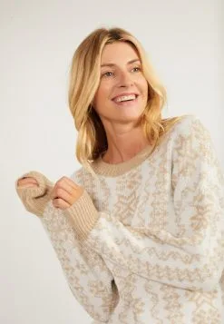 Fijngebreide Truien Trui Lynnea Dames Beige / Crème -Aanbiedingen Usha Winkel e502ef78ef2101717ea961da605ae879